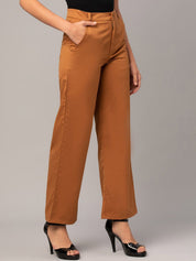 Kotty Women Relaxed Straight Fit High-Rise Easy Wash Trousers