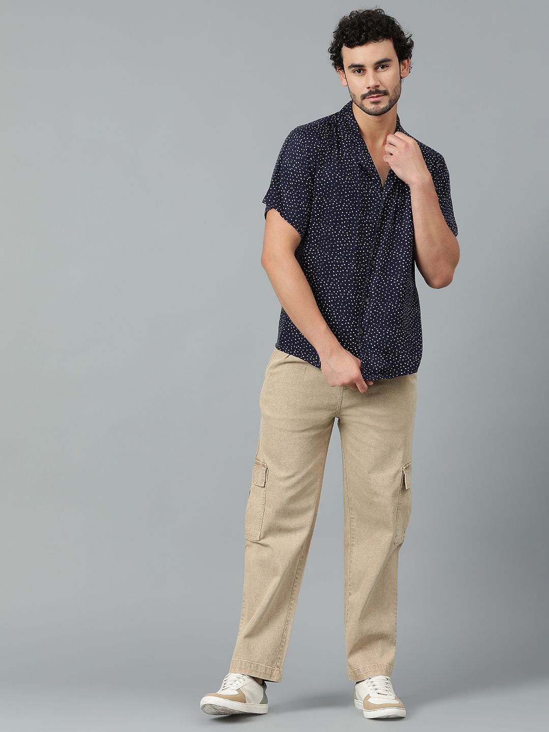 Kotty Men Cuban Collar Micro Ditsy Printed Casual Shirt