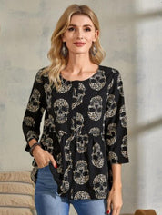Kotty Print Crepe A-Line Top
