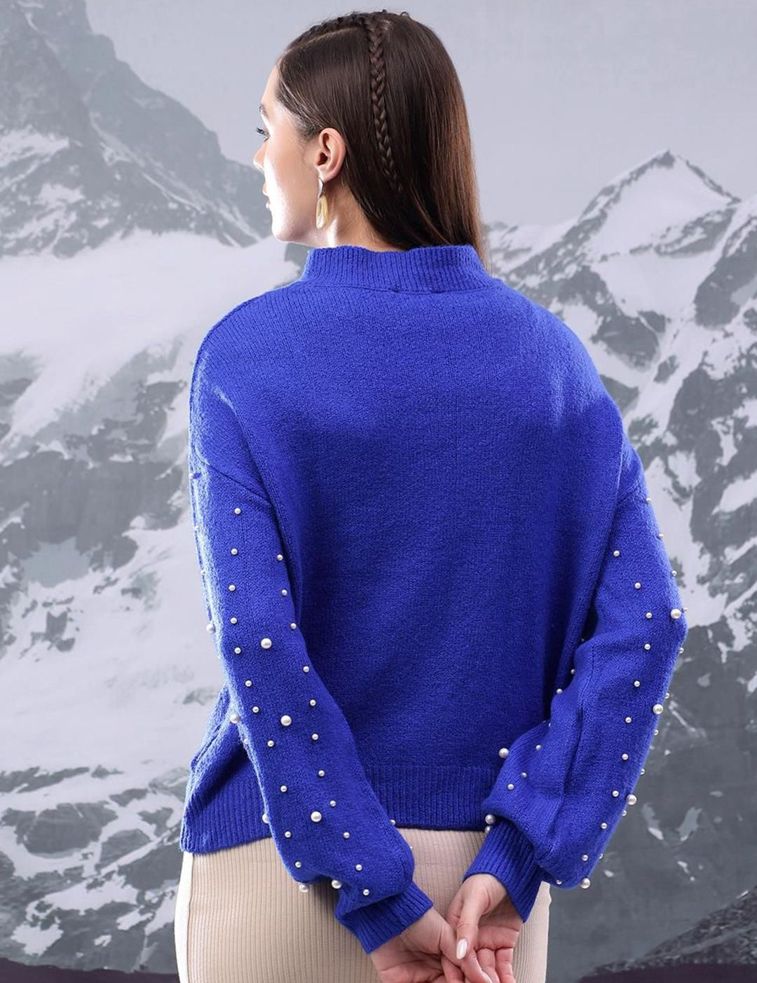 Kotty Women Ribbed Embellished Cotton Pullover