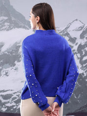 Kotty Women Ribbed Embellished Cotton Pullover