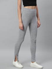 Kotty Women Grey Melange Solid Straight Fit Track Pants