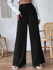 KOTTY BIZwear Women Relaxed Flared High-Rise Easy Wash Bootcut Trousers