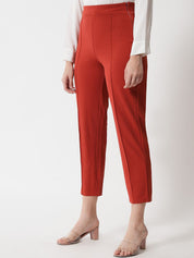 Kotty Women Red High-Rise Easy Wash Trousers