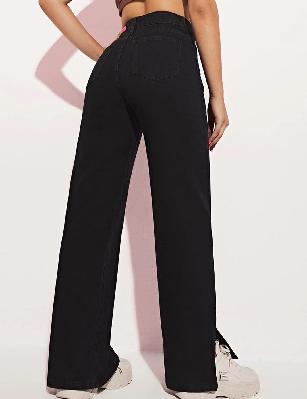 Kotty Women Jean Straight Fit High-Rise Stretchable Slit Jeans