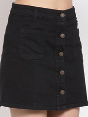 Kotty Women Black Solid A-Line Mini Skirt