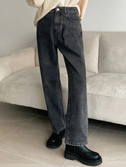 Kotty Women Grey Jean Straight Fit High-Rise Clean Look Stretchable Jeans