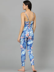 Kotty Round Neck Sleeveless Printed Crop Top & Tight Night Suit Set