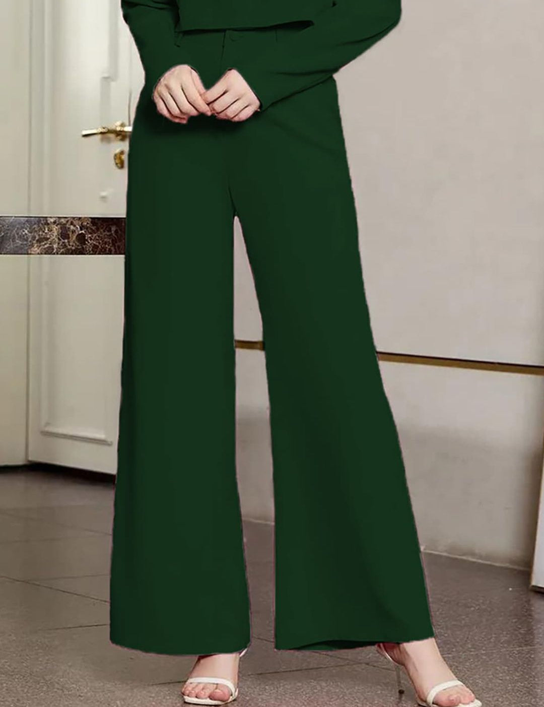 KOTTY BIZwear Basics Women Relaxed Straight Leg Straight Fit High-Rise Easy Wash Trousers