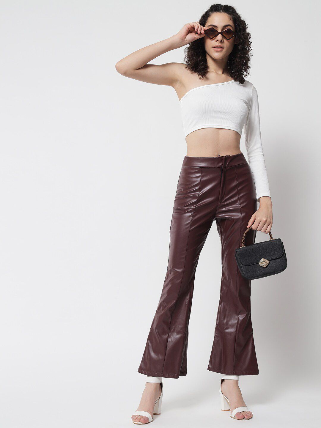 Kotty Women Brown Relaxed Flared Trousers