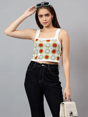 Kotty Women Self Design Square Neck Cotton Top