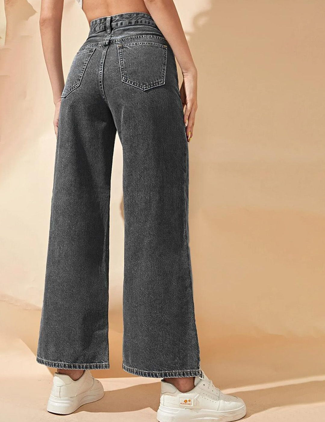 Kotty Women Wide Leg High-Rise Clean Look Stretchable Jeans