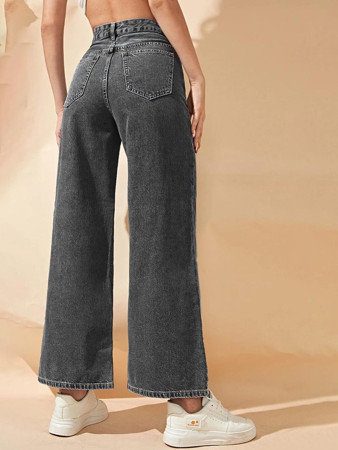 Kotty Women Wide Leg High-Rise Clean Look Stretchable Jeans