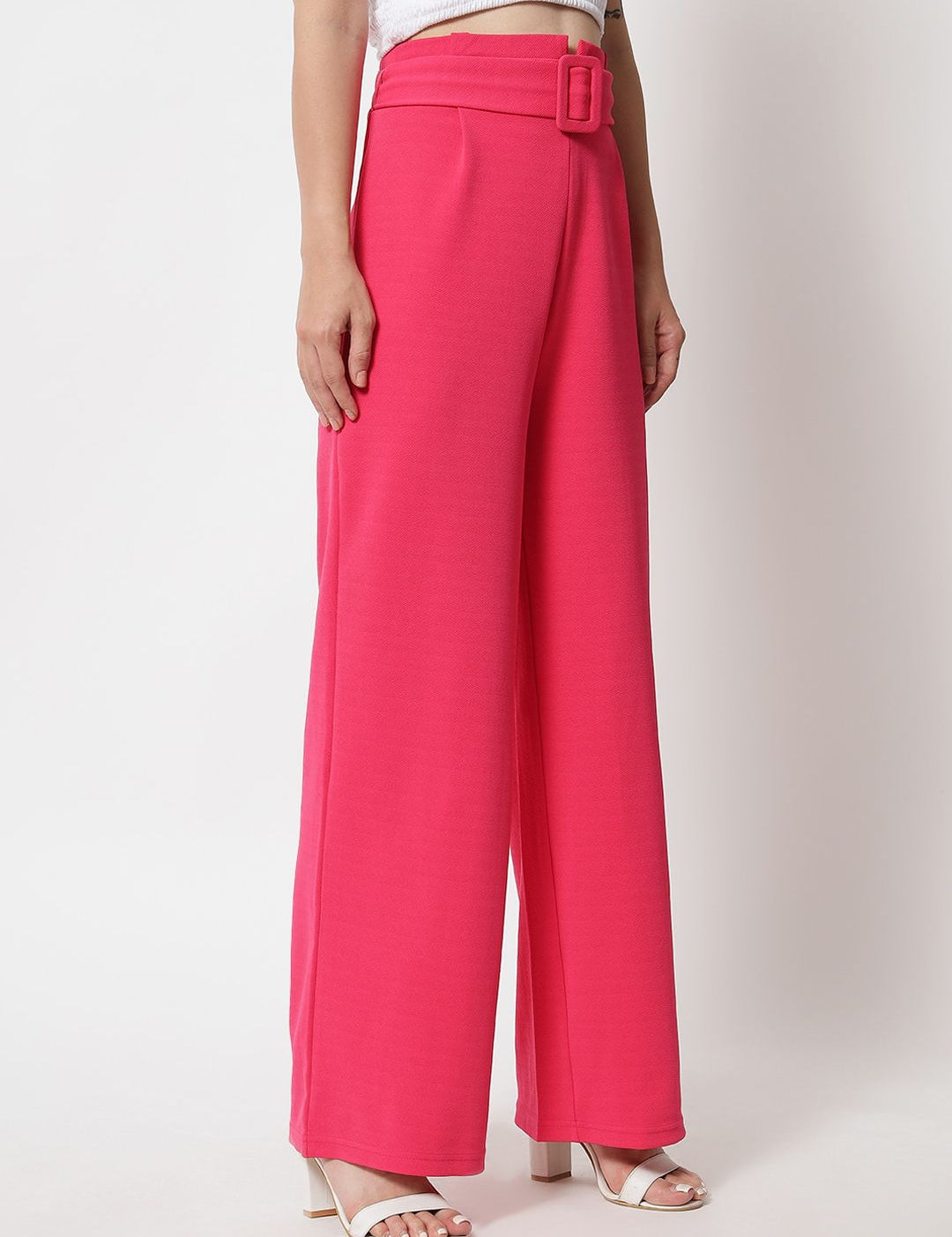 KOTTY BIZwear Womens Pack Of 2 Relaxed Straight Fit High-Rise Easy Wash Pleated Trousers