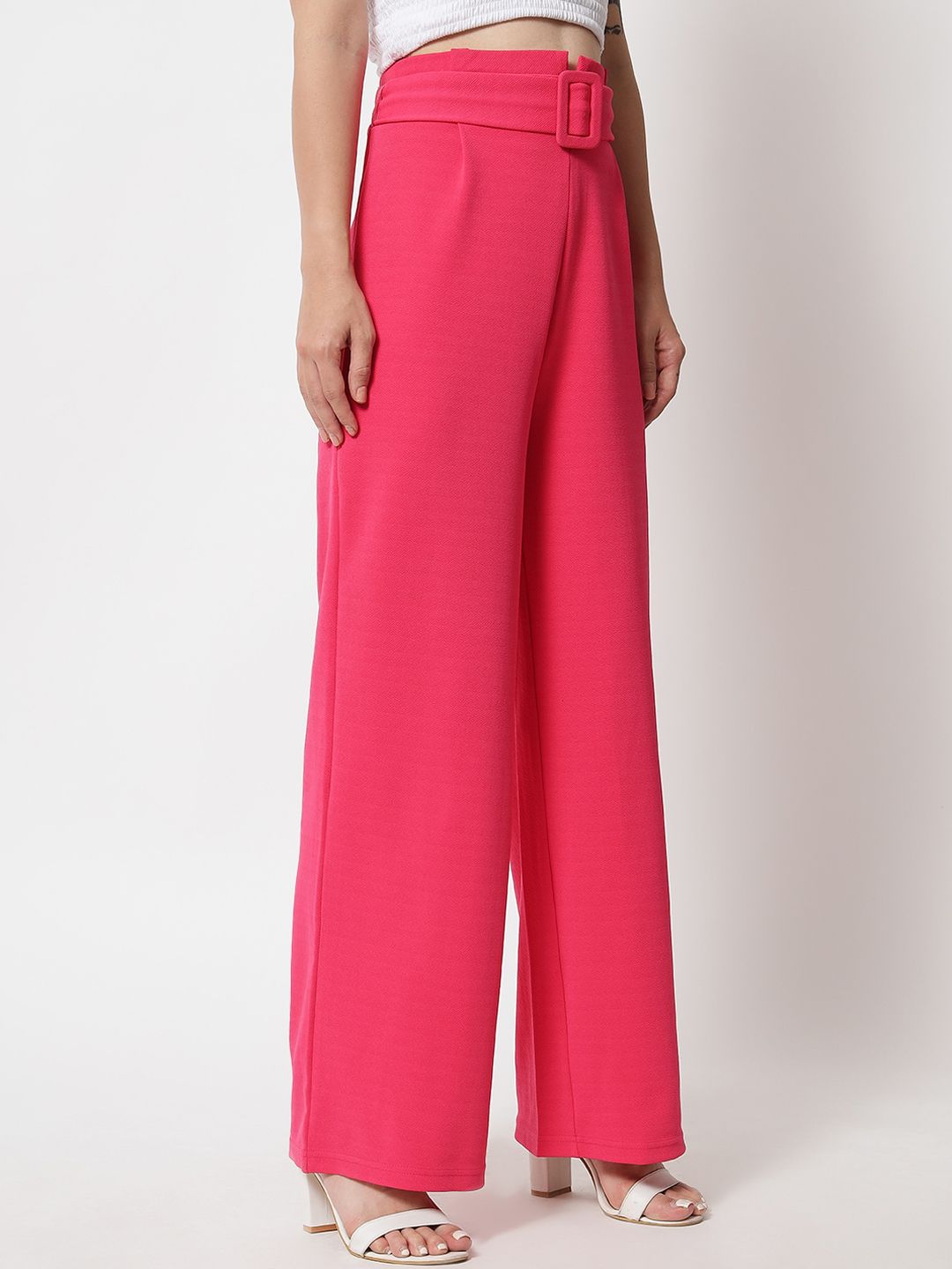 KOTTY BIZwear Womens Pack Of 2 Relaxed Straight Fit High-Rise Easy Wash Pleated Trousers