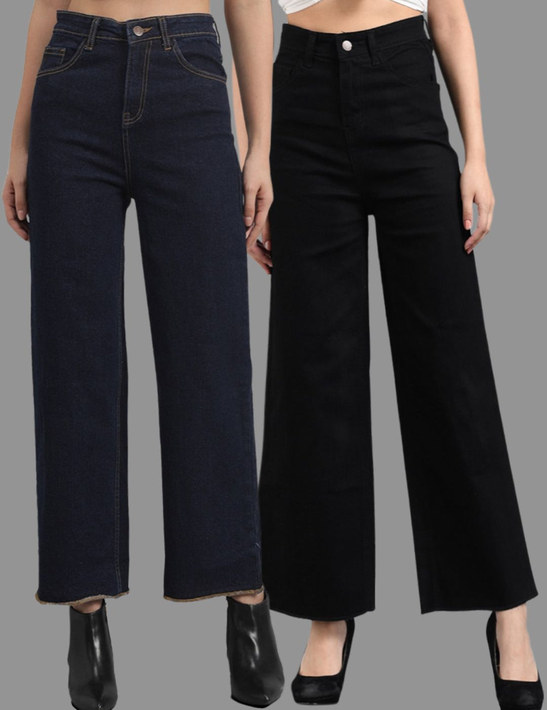 Kotty Women Pack Of 2 Jean Flared High-Rise Stretchable Jeans
