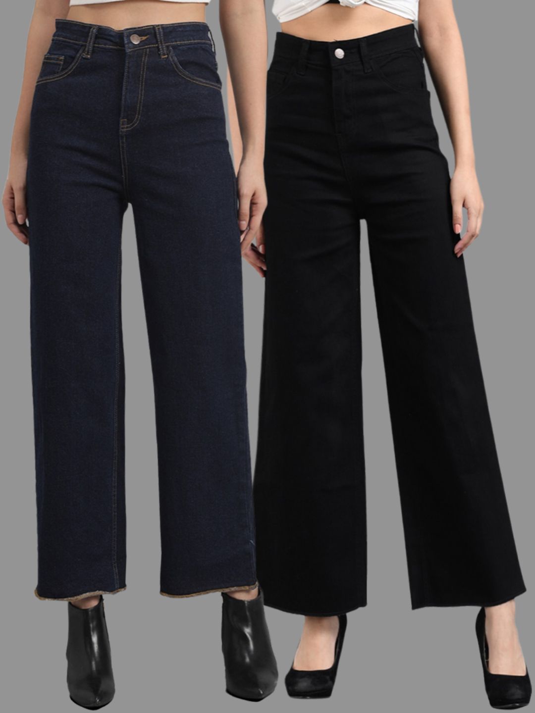 Kotty Women Pack Of 2 Jean Flared High-Rise Stretchable Jeans