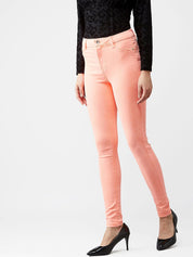 Kotty Women Peach-Coloured Skinny Fit High-Rise Clean Look Jeans