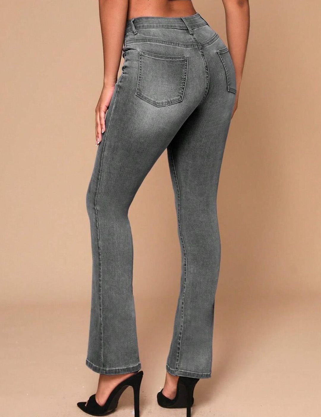 Kotty Women Grey Jean Bootcut Heavy Fade Clean Look Stretchable Jeans