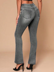 Kotty Women Grey Jean Bootcut Heavy Fade Clean Look Stretchable Jeans