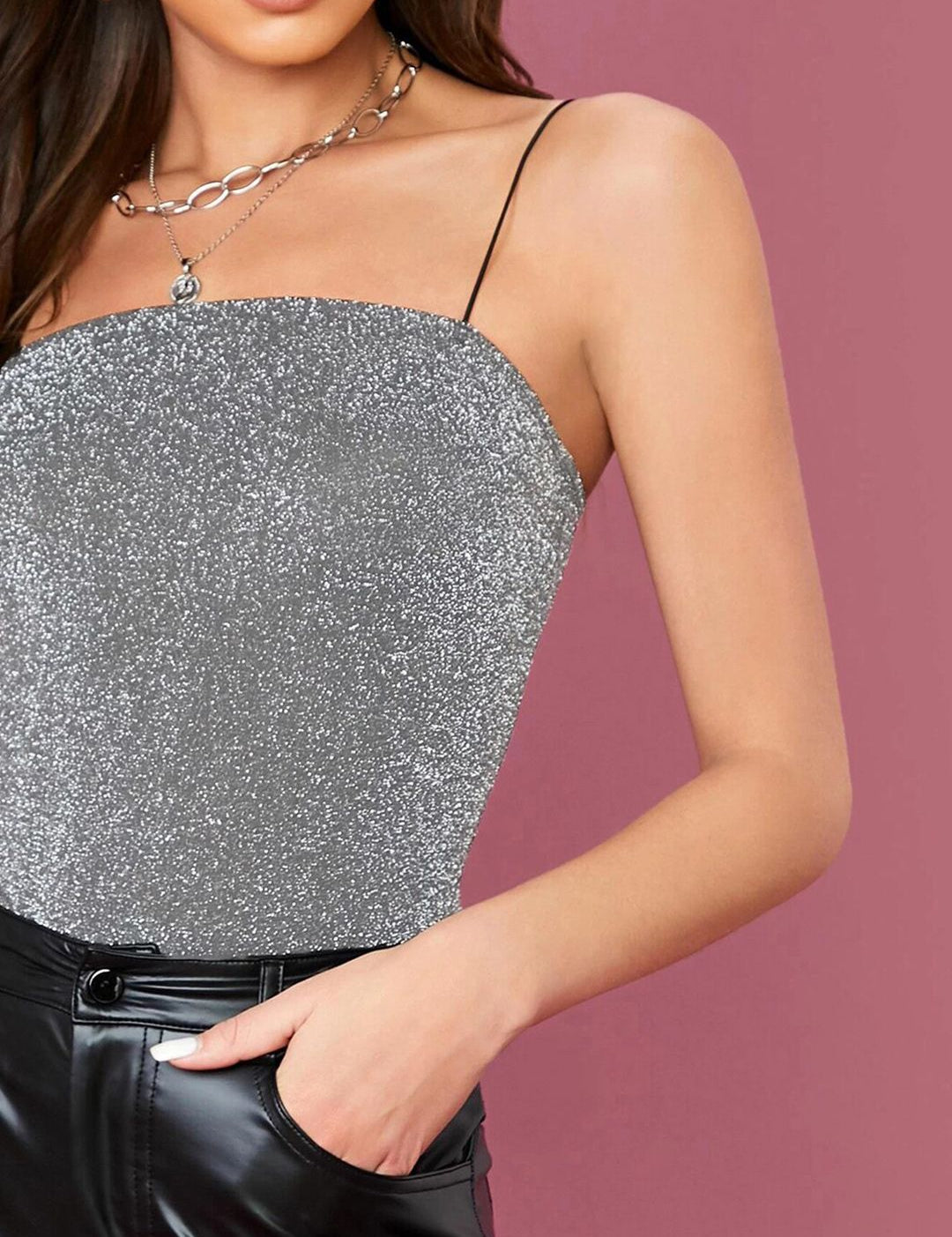 Kotty Sequined Embellished Shoulder Straps Top