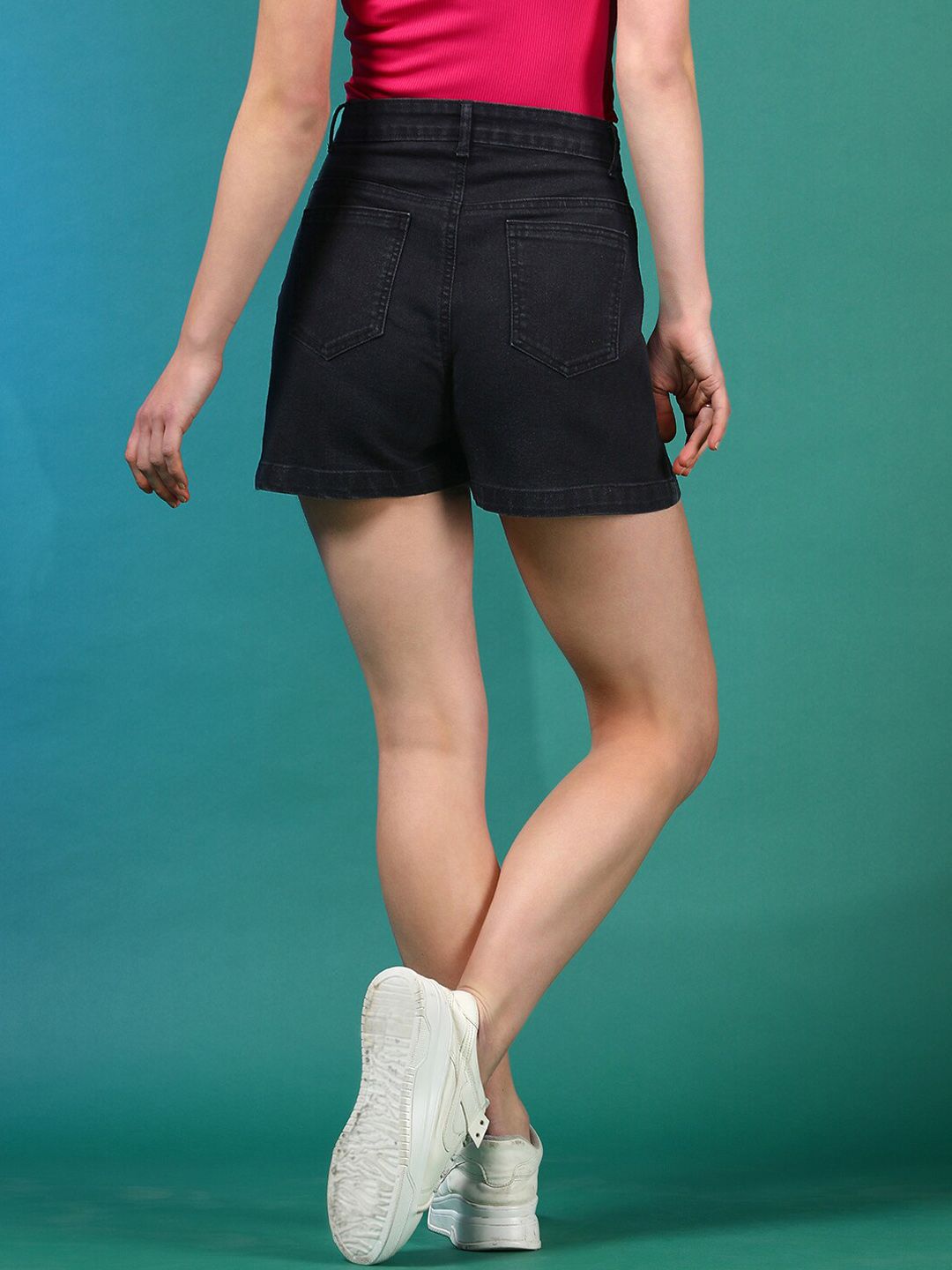 Stylecast X KOTTY Basics Women High-Rise Denim Shorts