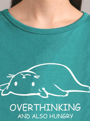 Kotty Women Green Printed Round Neck T-shirt