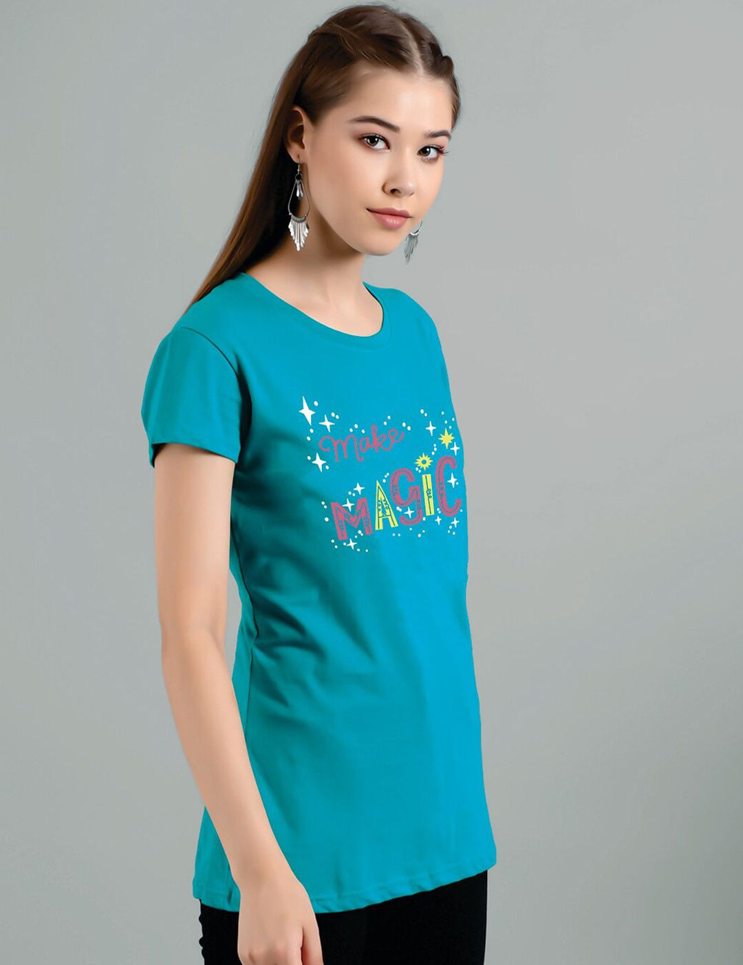 Kotty Typography Printed Cotton T-shirt