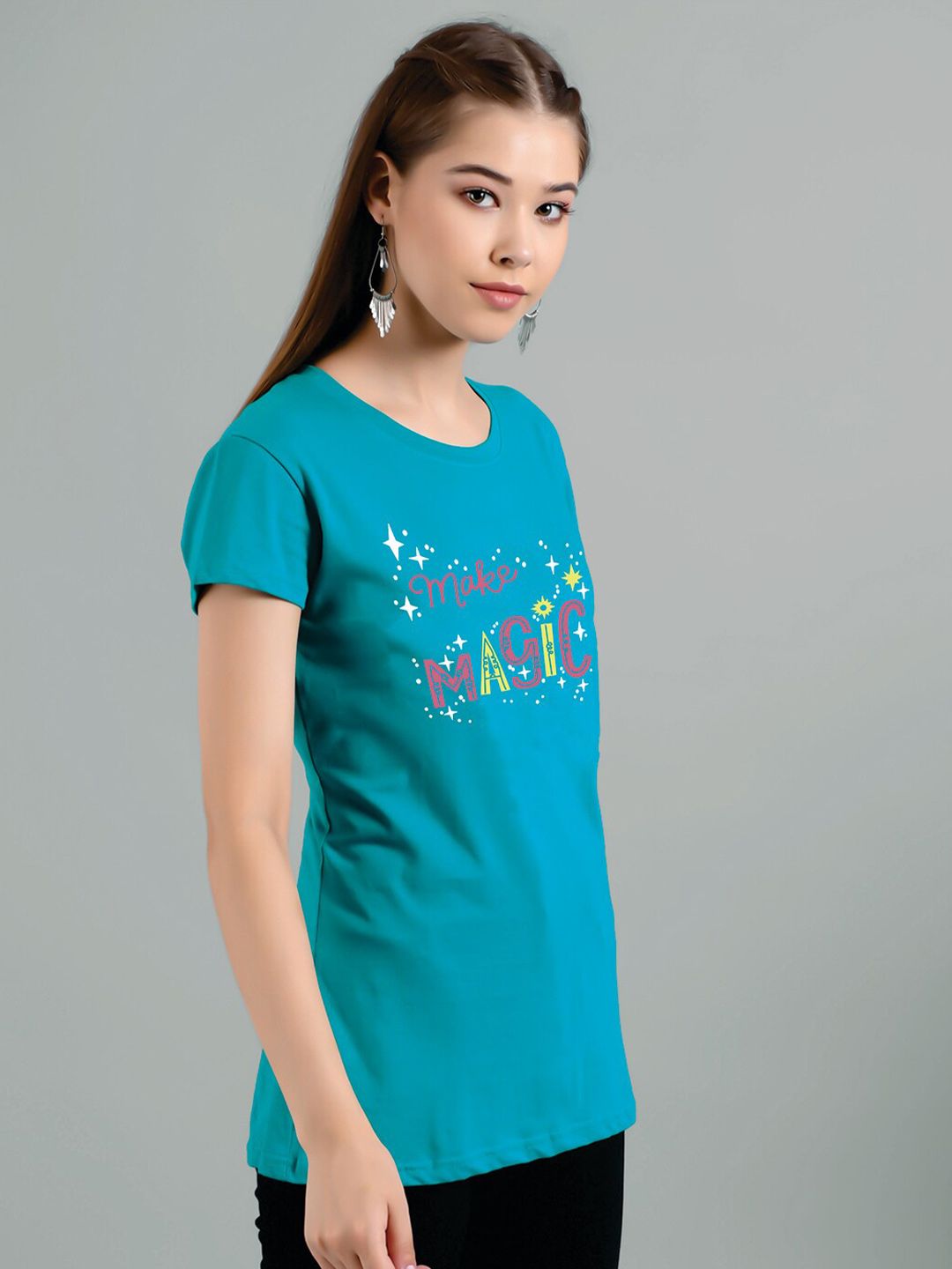 Kotty Typography Printed Cotton T-shirt