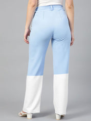 Kotty Women Colourblocked Straight Fit High-Rise Easy Wash Pleated Trousers