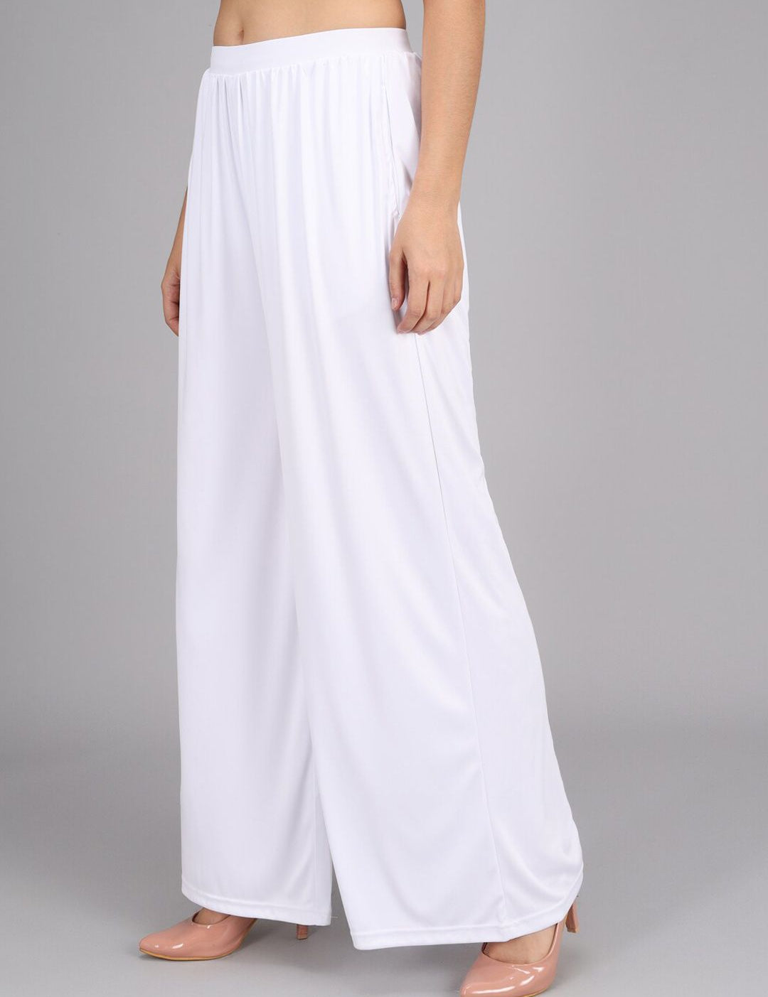 Kotty Women White Flared High-Rise Parallel Trousers