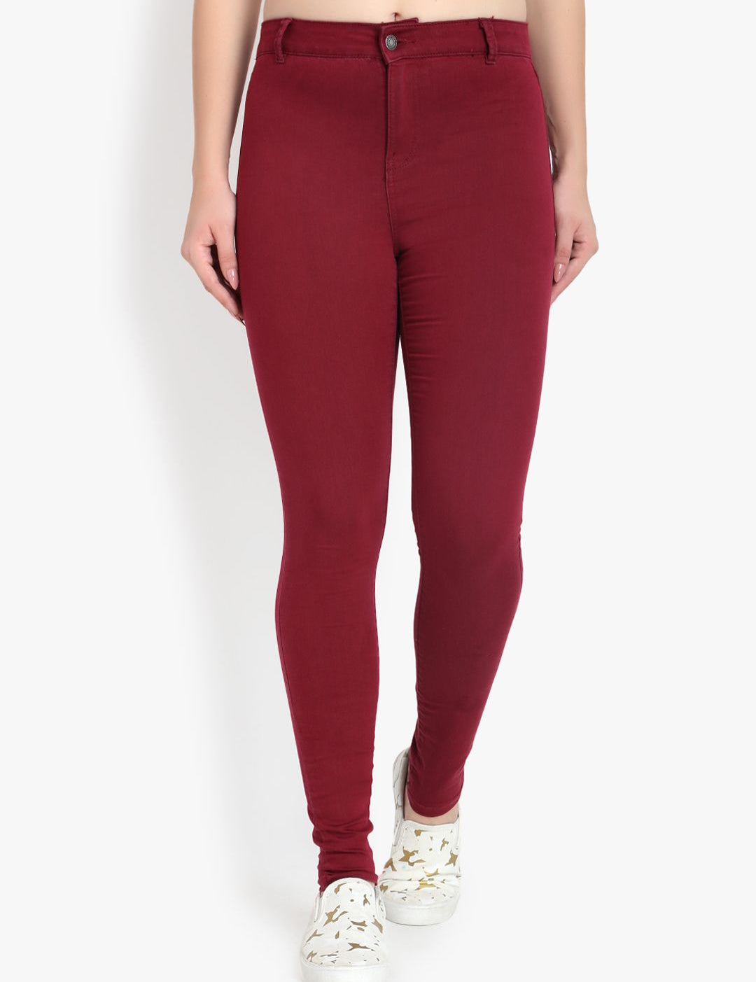 Kotty Women Maroon Skinny Fit High-Rise Clean Look Stretchable  Jeans
