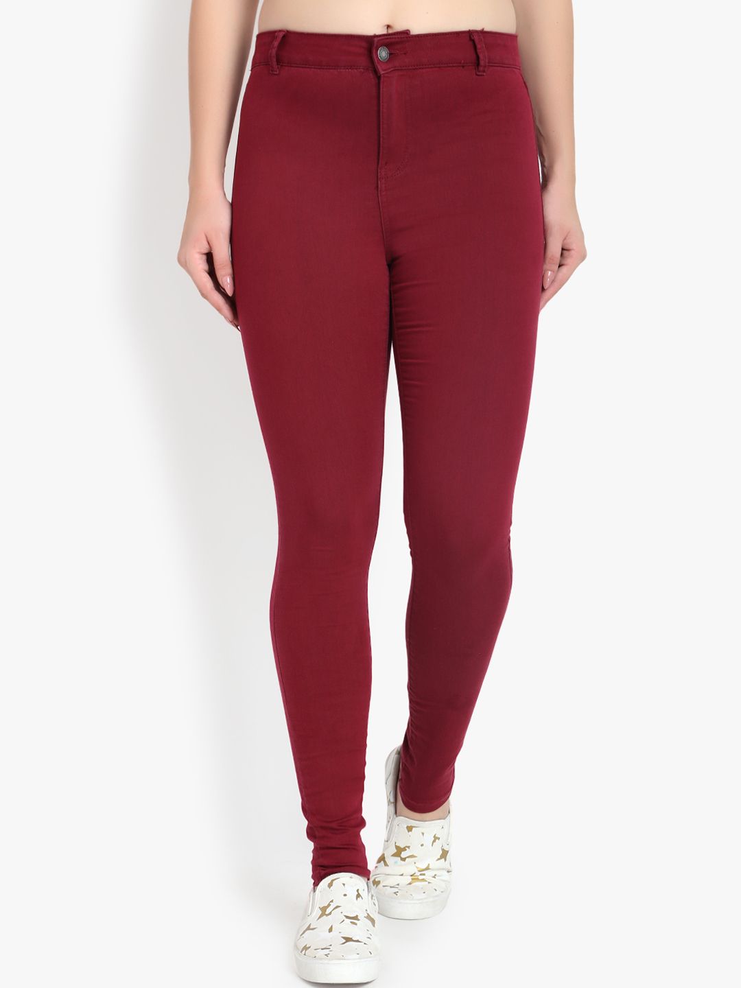 Kotty Women Maroon Skinny Fit High-Rise Clean Look Stretchable  Jeans