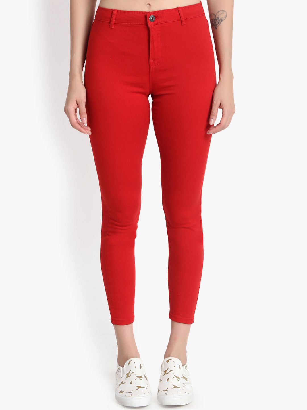 Kotty Women Red Skinny Fit High-Rise Clean Look Jeans