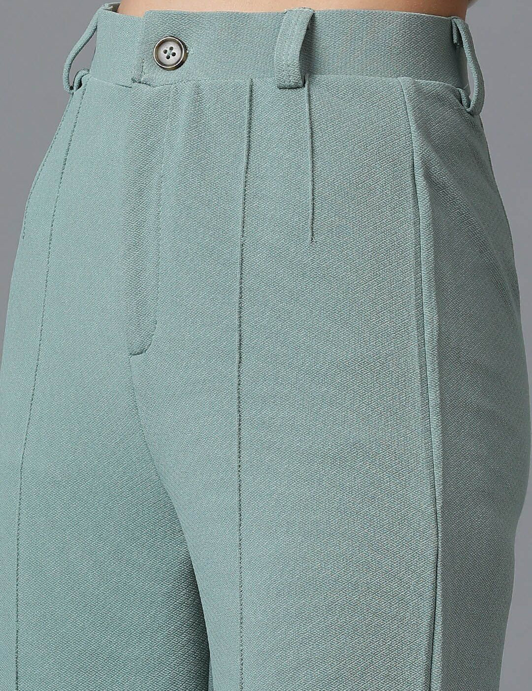 KOTTY BIZwear Sea Green Shawl Neck Coat With Trousers