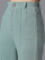 KOTTY BIZwear Sea Green Shawl Neck Coat With Trousers