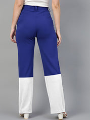 Kotty Women Colourblocked Relaxed Straight Fit High-Rise Easy Wash Pleated Trousers