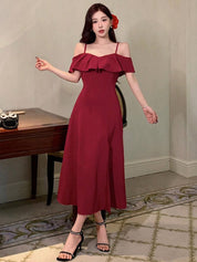 Kotty Women Shoulder Straps A-Line Midi Dress