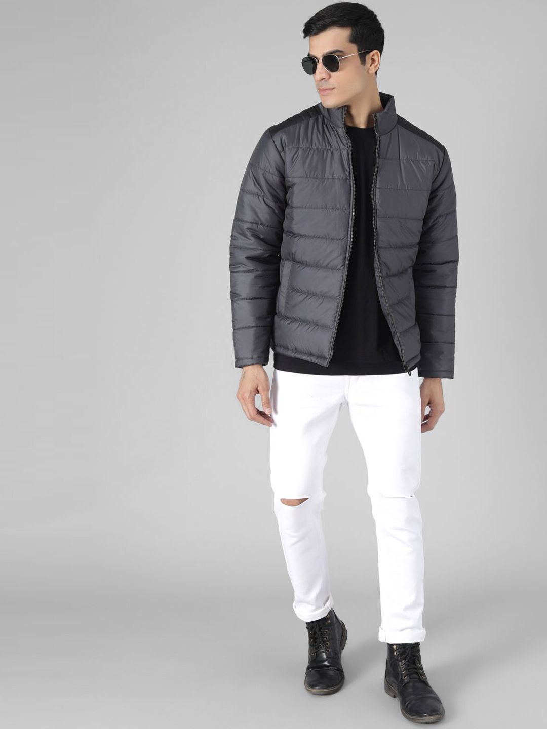 Kotty Men Black Solid Padded Jacket