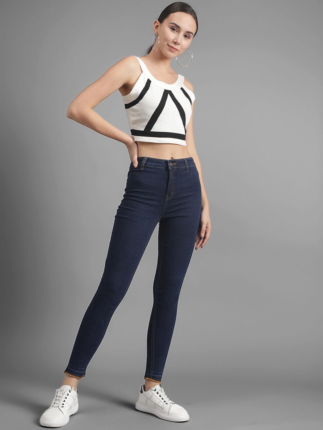 Kotty Women Navy Blue Slim Fit High-Rise Clean Look Jeans