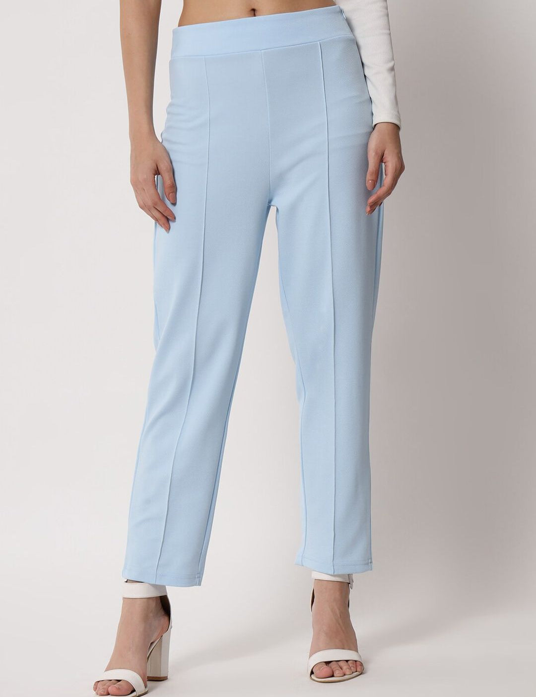 Kotty Women Blue Relaxed Straight Fit Easy Wash Trousers