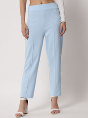 Kotty Women Blue Relaxed Straight Fit Easy Wash Trousers