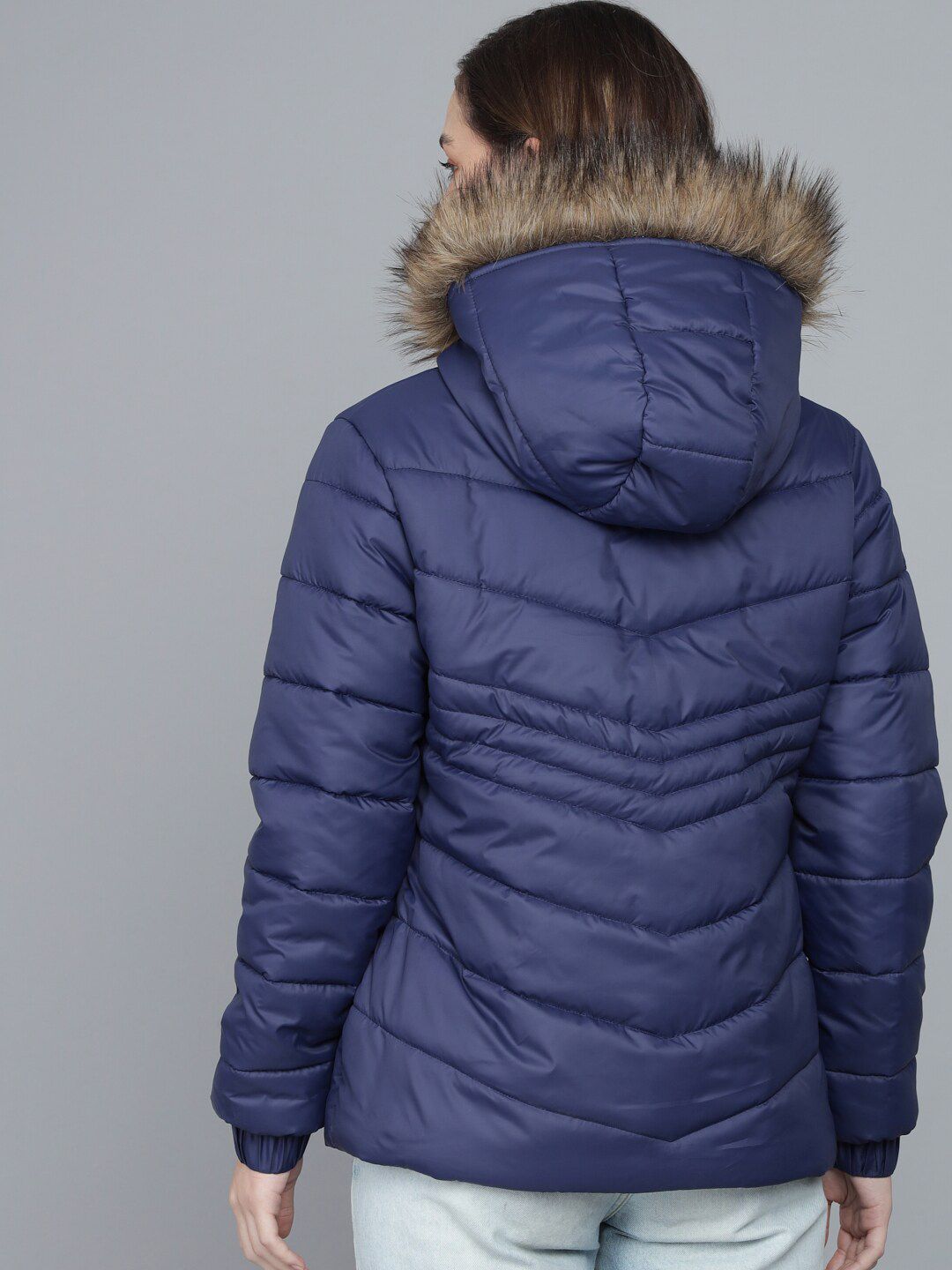 Kotty Women Navy Blue Lightweight Puffer Jacket