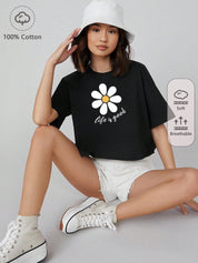 Kotty Floral Printed Cotton Oversized T-shirt