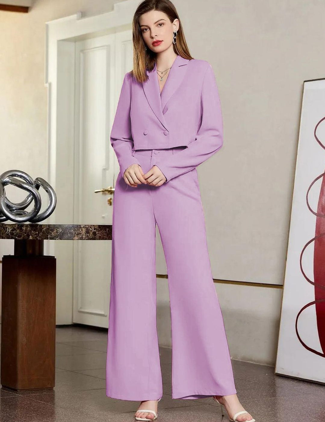 KOTTY BIZwear Women Purple High-Rise Easy Wash Pleated Parallel Trousers