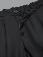 Kotty Women Black Relaxed Straight Leg Fit High-Rise Easy Wash Pleated Parallel Trousers