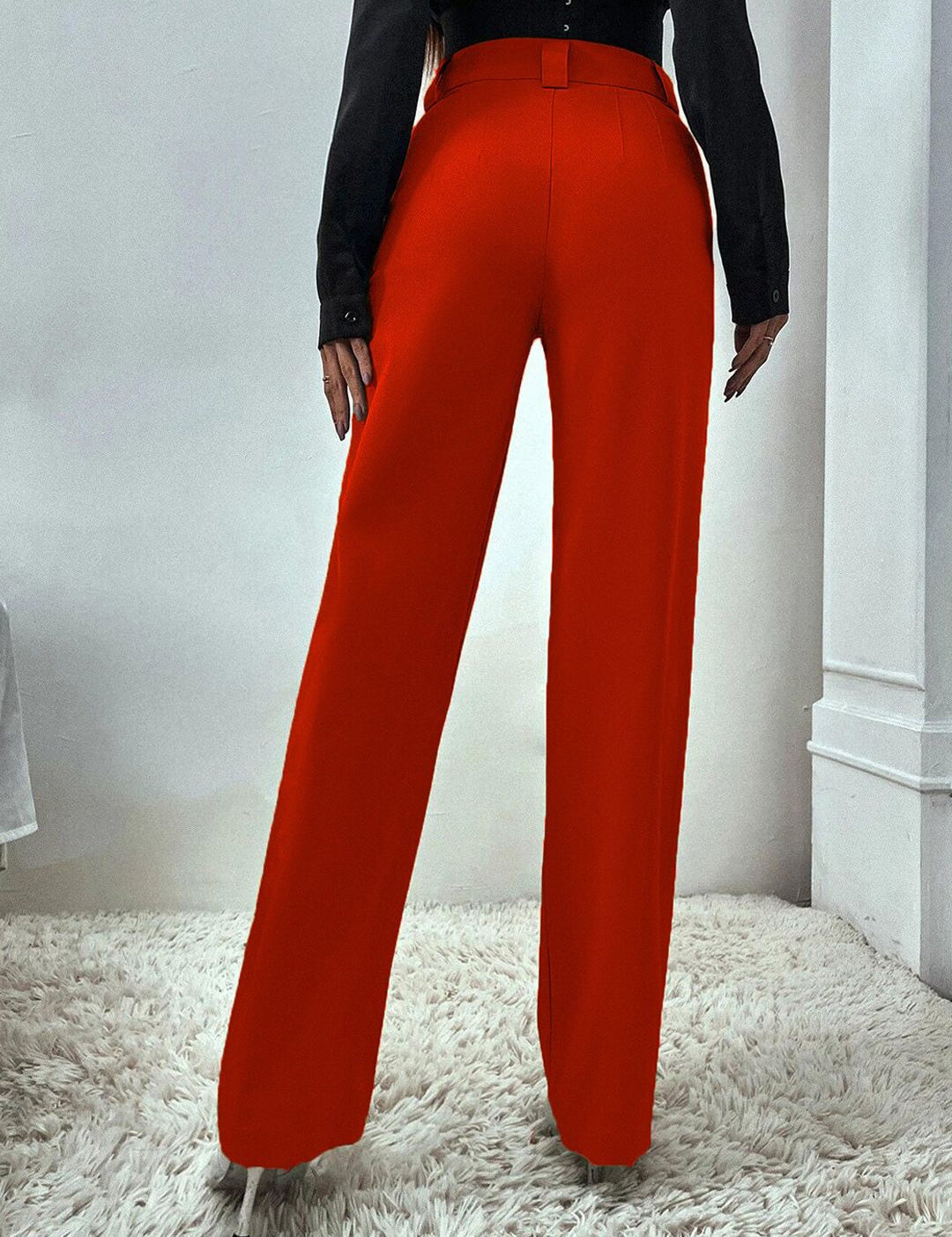 KOTTY BIZwear Women Relaxed Straight Fit High-Rise Easy Wash Parallel Trouser