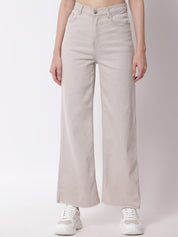 Kotty Women Off White Jean Flared High-Rise Stretchable Jeans