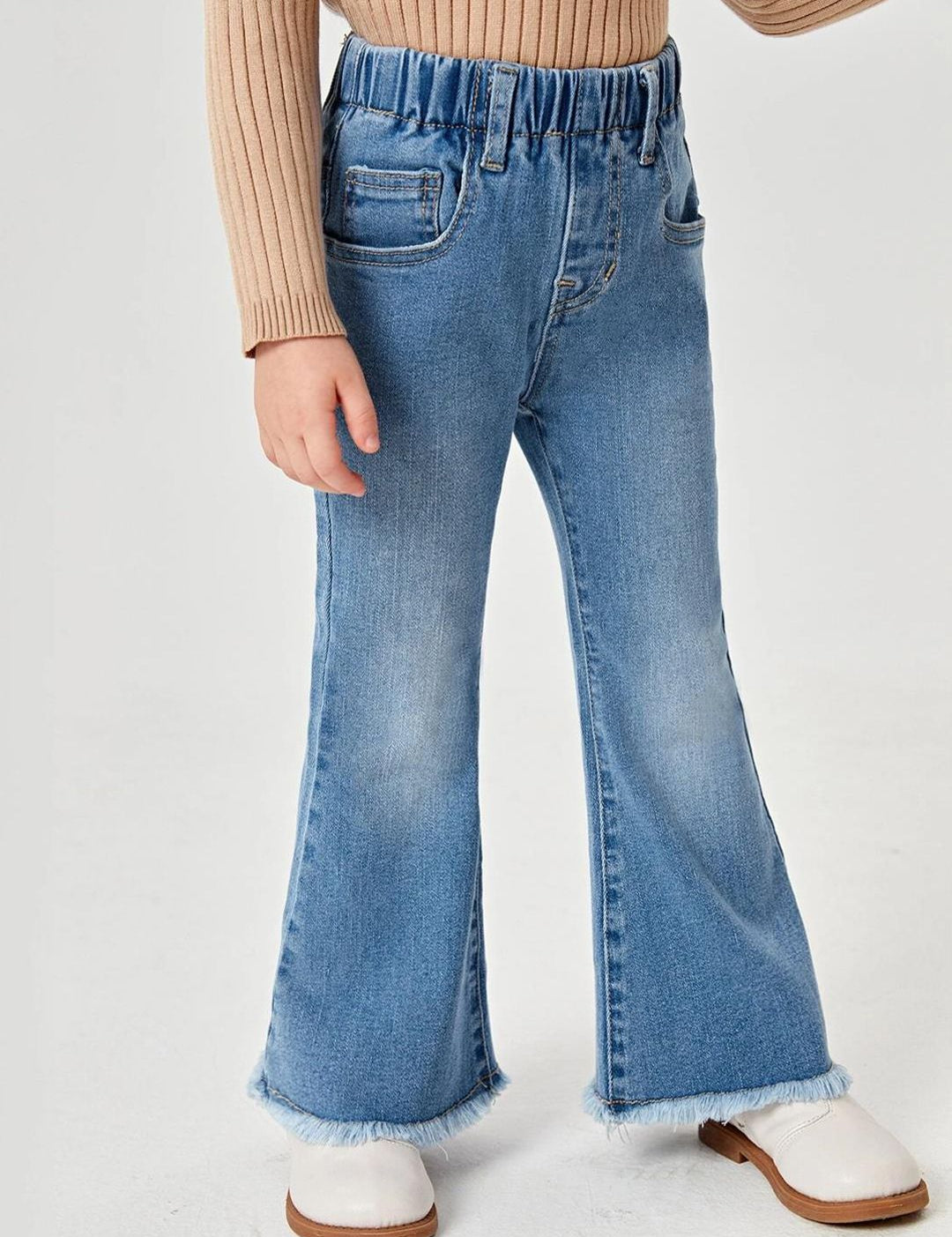 Kotty Girls Blue Jean Fit Bootcut Heavy Fade Stretchable Jeans