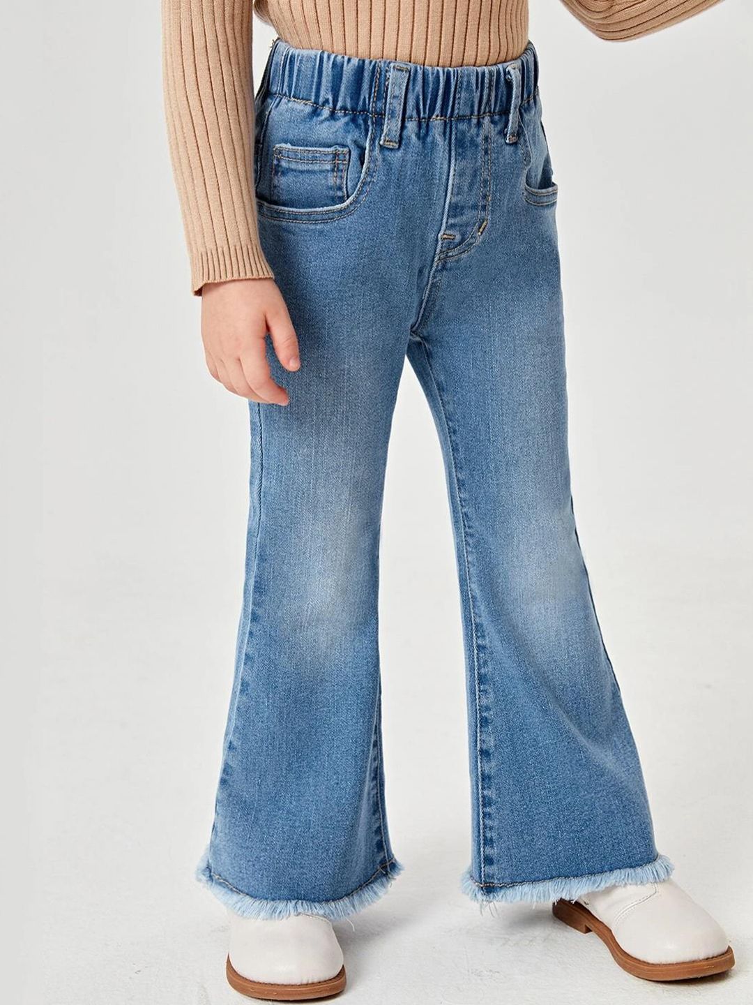 Kotty Girls Blue Jean Fit Bootcut Heavy Fade Stretchable Jeans